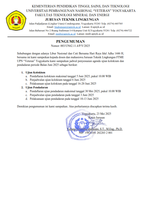 Program Studi Teknik Lingkungan