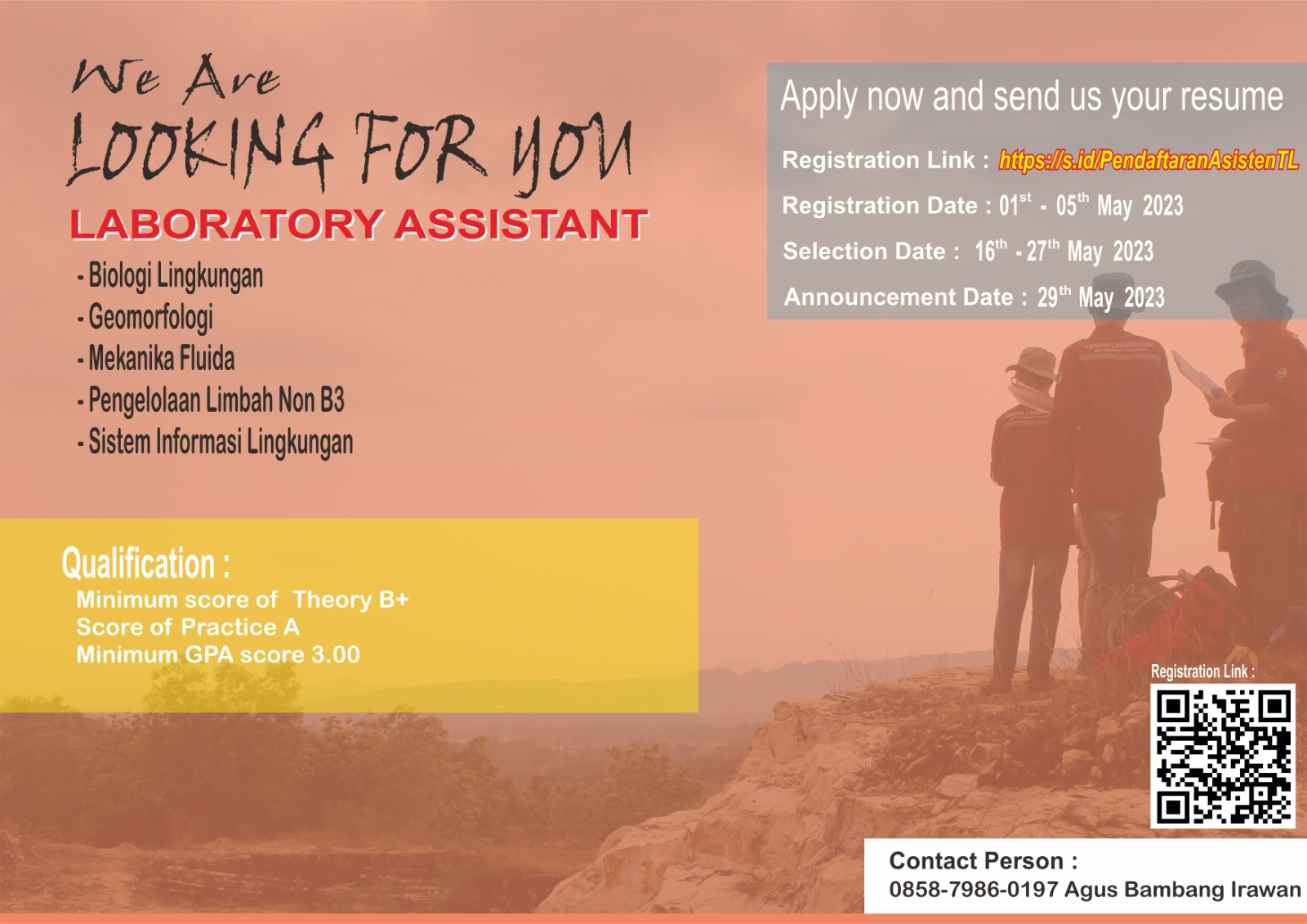 Open Recruitment of laboratory assistant Gasal 2023/2024