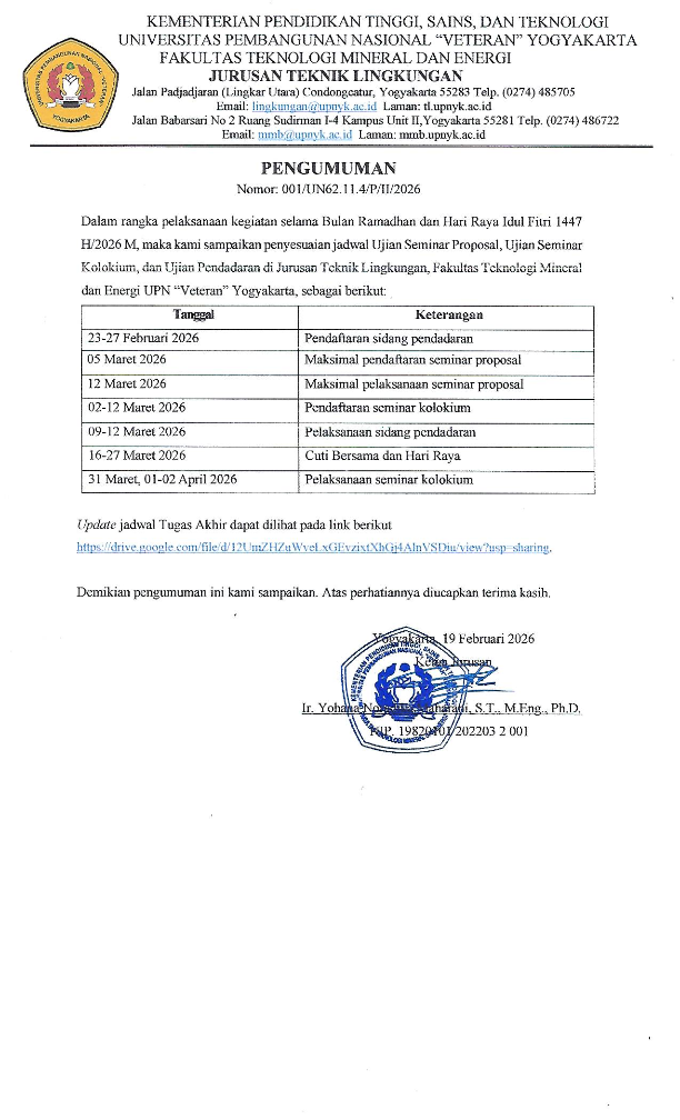 Program Studi Teknik Lingkungan
