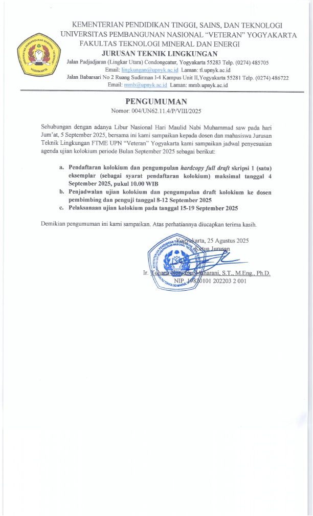 Program Studi Teknik Lingkungan